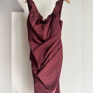 Burgundy split dress from House of CB
